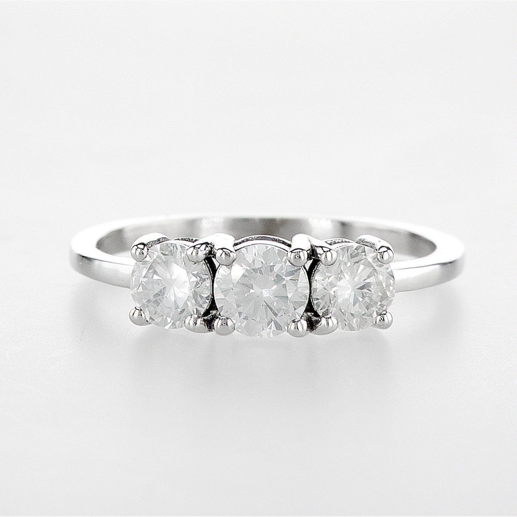 Zonder minimumprijs - Ring - 14 karaat Witgoud - 1.04ct. tw. Diamant (Natuurlijk) - Diamant - F-G / F-G kleur SI2 / SI1-SI2 #1.0