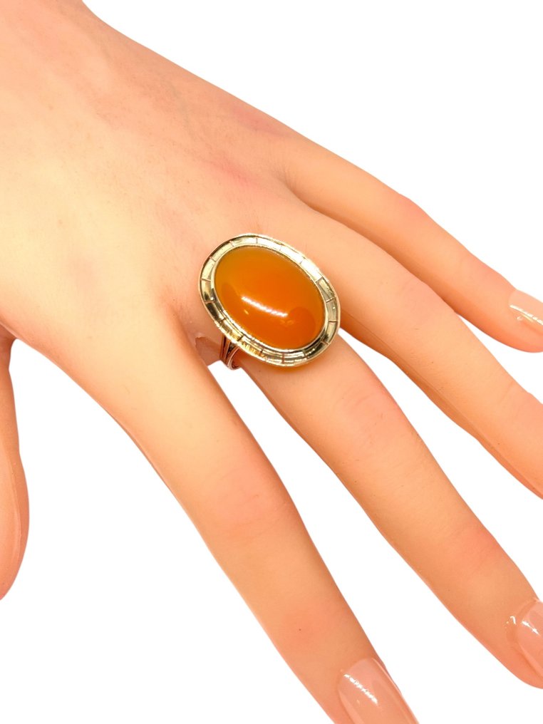 Nincs minimálár - Gyűrű - 8 kt. Sárga arany Chalcedony - Agaat #2.1