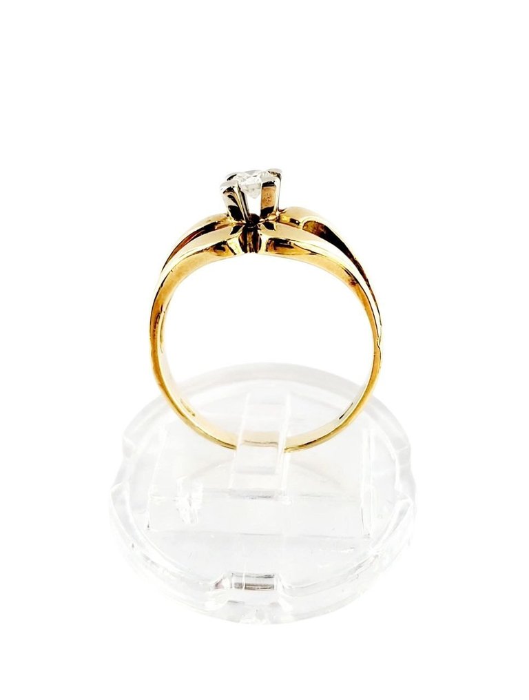 Ring - 18 karaat Witgoud, Geel goud - 0.20ct. tw. Diamant (Natuurlijk) #1.0