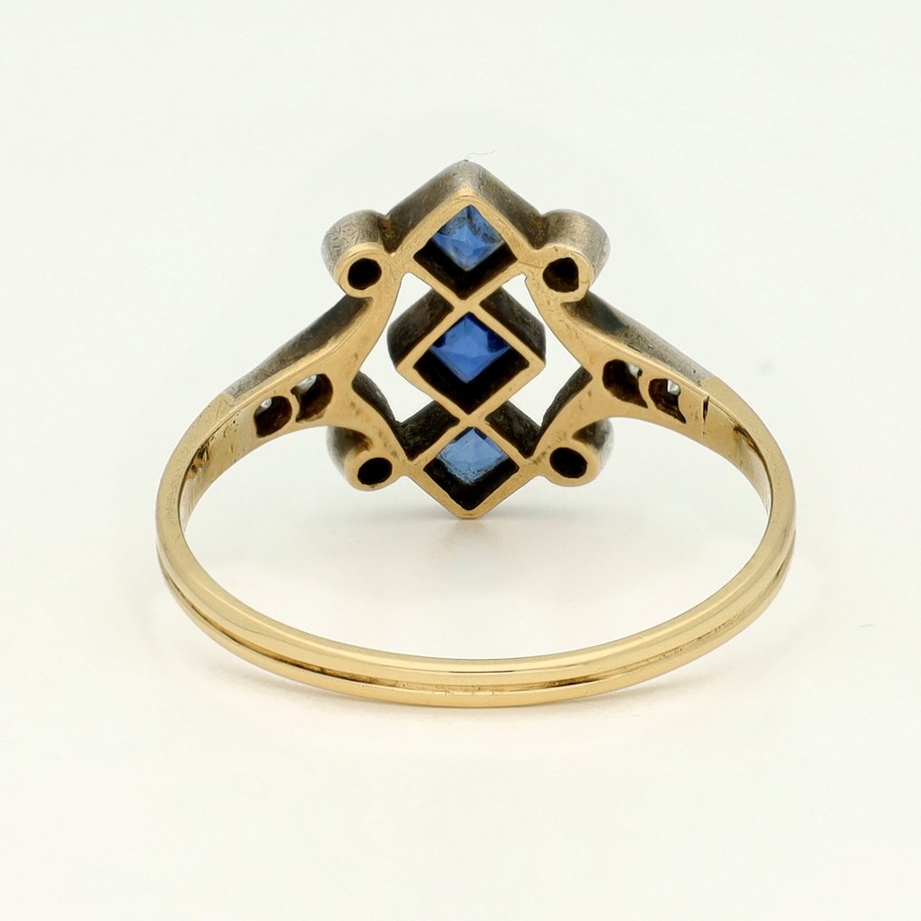 Sans prix de réserve - Bague - 18 carats Or jaune - Diamant - Saffier #3.2