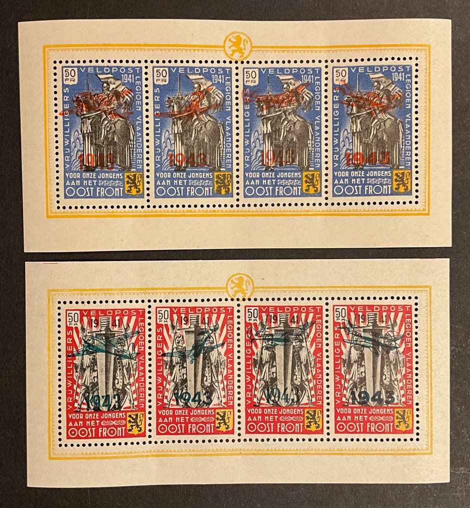 Império Alemão 1942 - Legião Flamenga com estampagem em folhetos com certificado fotográfico Pierre Kaiser - OBP E34/37 #1.0