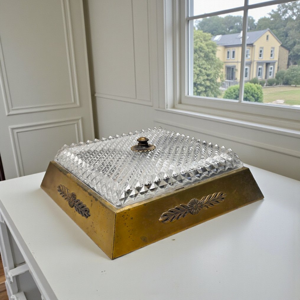 Cut Glass & Brass Elegance - Φωτιστικό οροφής - Gilt brass #1.0