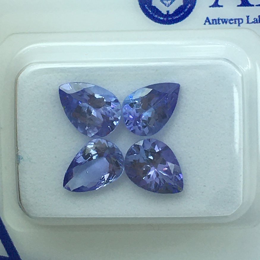 沒有保留價 - 4 pcs  紫色 坦桑石  - 2.57 ct - Antwerp Laboratory for Gemstone Testing (ALGT) - 坦桑尼亚坦桑石 #1.0