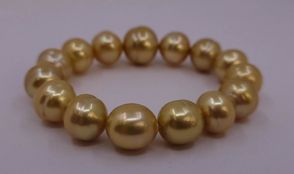 Pulsera Tamaño enorme - perlas de mar del sur de profundo dorado - 12,5x16,5 mm #3.2