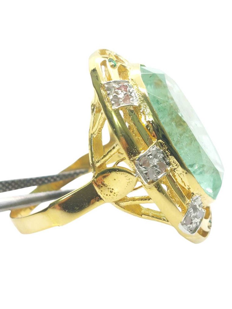 Nincs minimálár - Gyűrű - 9 Kt Ezüst, Sárga arany Smaragd - Vegyes drágakövek #4.3