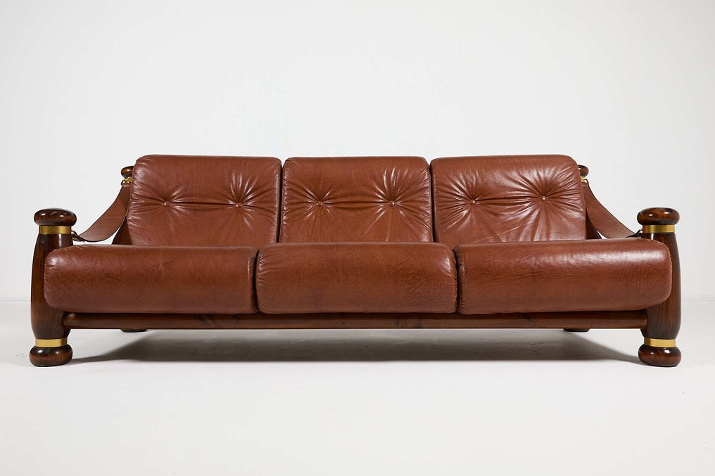 Sofa - Holz, Leder, Messing - Italian design #1.0