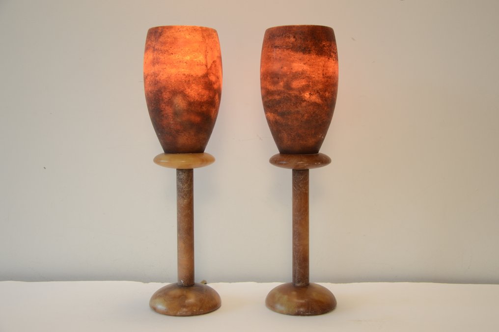 Pegasan - Lampada da tavolo - Alabastro - Coppia di eleganti lampade a coppa in alabastro #4.3