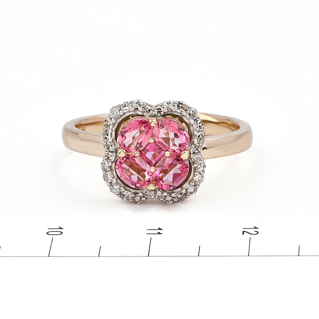 Ring - 14 karat Gulguld -  1.09ct. tw. Topas - Diamant #1.0