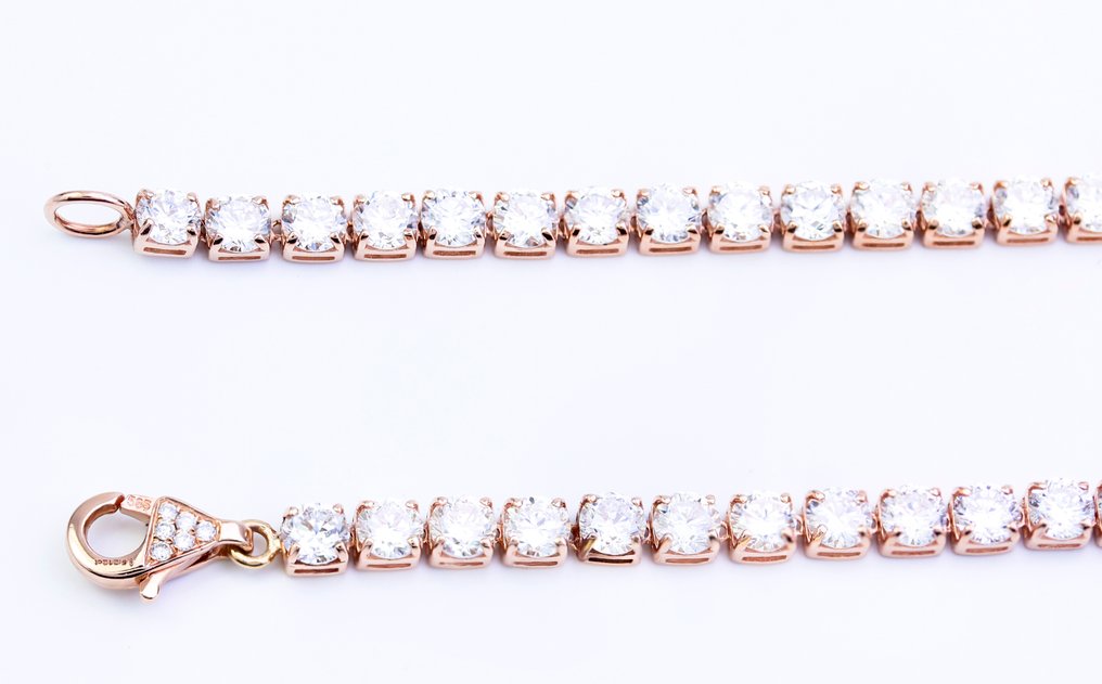 网球手链 - 14K包金 玫瑰金 -  5.21ct. tw. 钻石 (实验室培育) #4.3