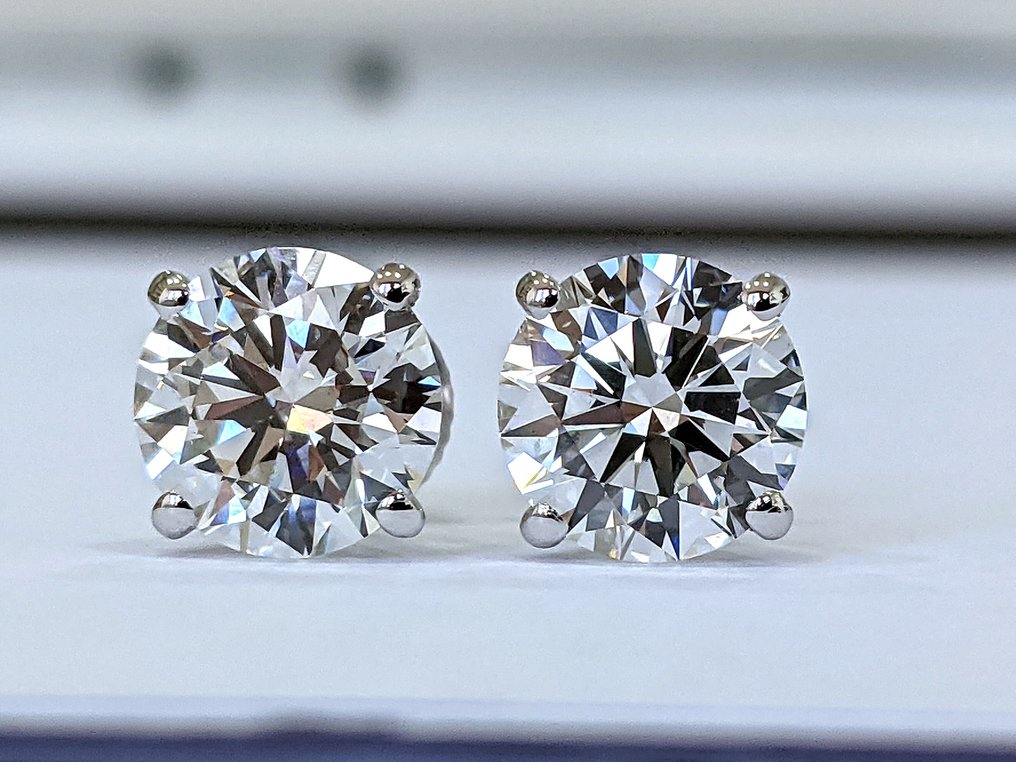 Nincs minimálár - Stud fülbevaló - 14 kt. Fehér arany - 2.01ct. tw. Gyémánt (Laboratóriumban előállított) - IGI Certified #2.1