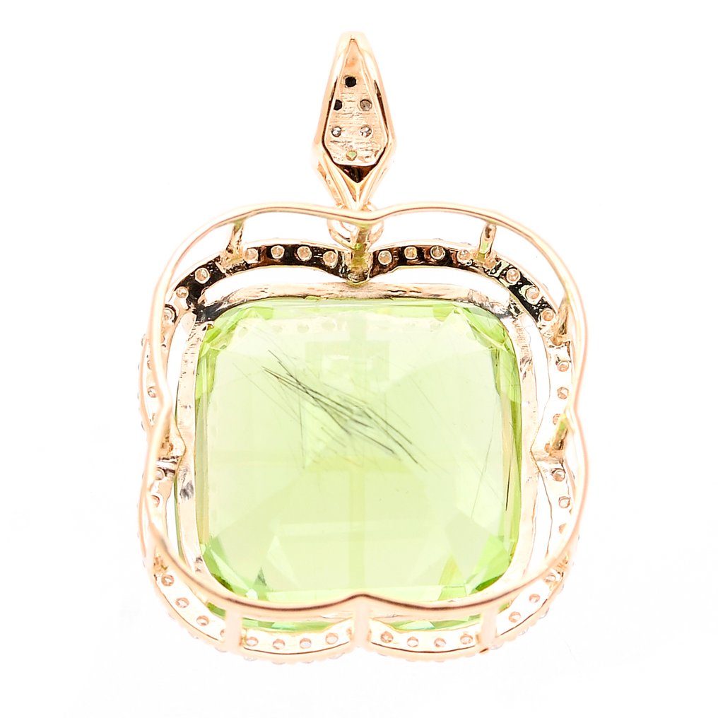 没有保留价 - 吊坠 - 14K包金 黄金 - 13.82ct. tw. 橄榄石 - 钻石 #1.0