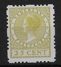 荷兰 1928 - Rolling 25 Cent Veth Wilhelmina，具有不同的牙齿和NKD证书。 - NVPH R51a #1.0