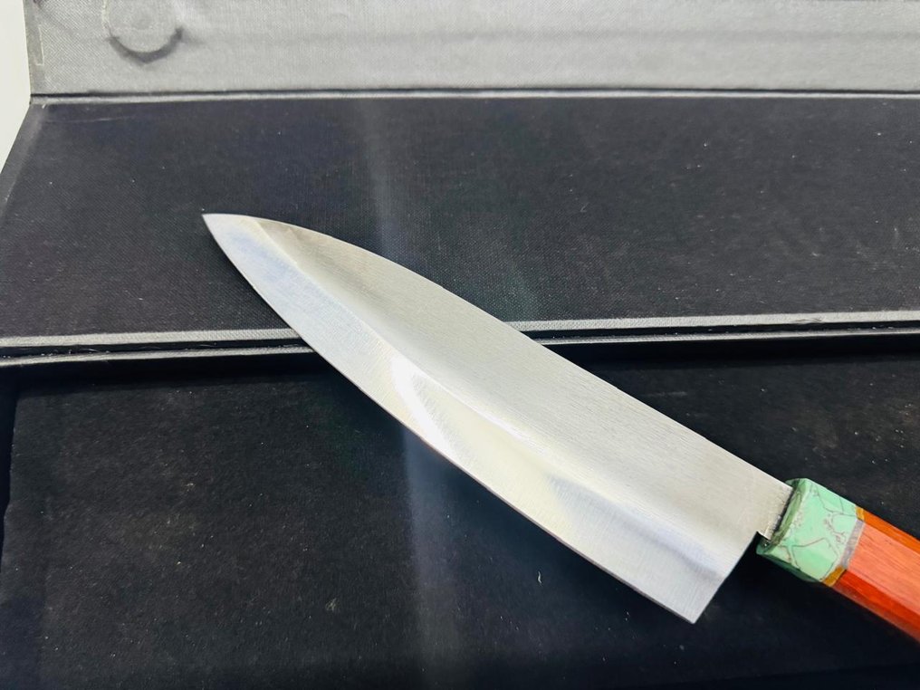 Μαχαίρι κουζίνας -  Ιαπωνικό μαχαίρι Santuko (070) - Μειωμένο ατσάλι, εποξειδική ρητίνη και φυσικό ξύλο με κουτί. - Ιαπωνία - Ιαπωνικό μαχαίρι Santuko #1.0