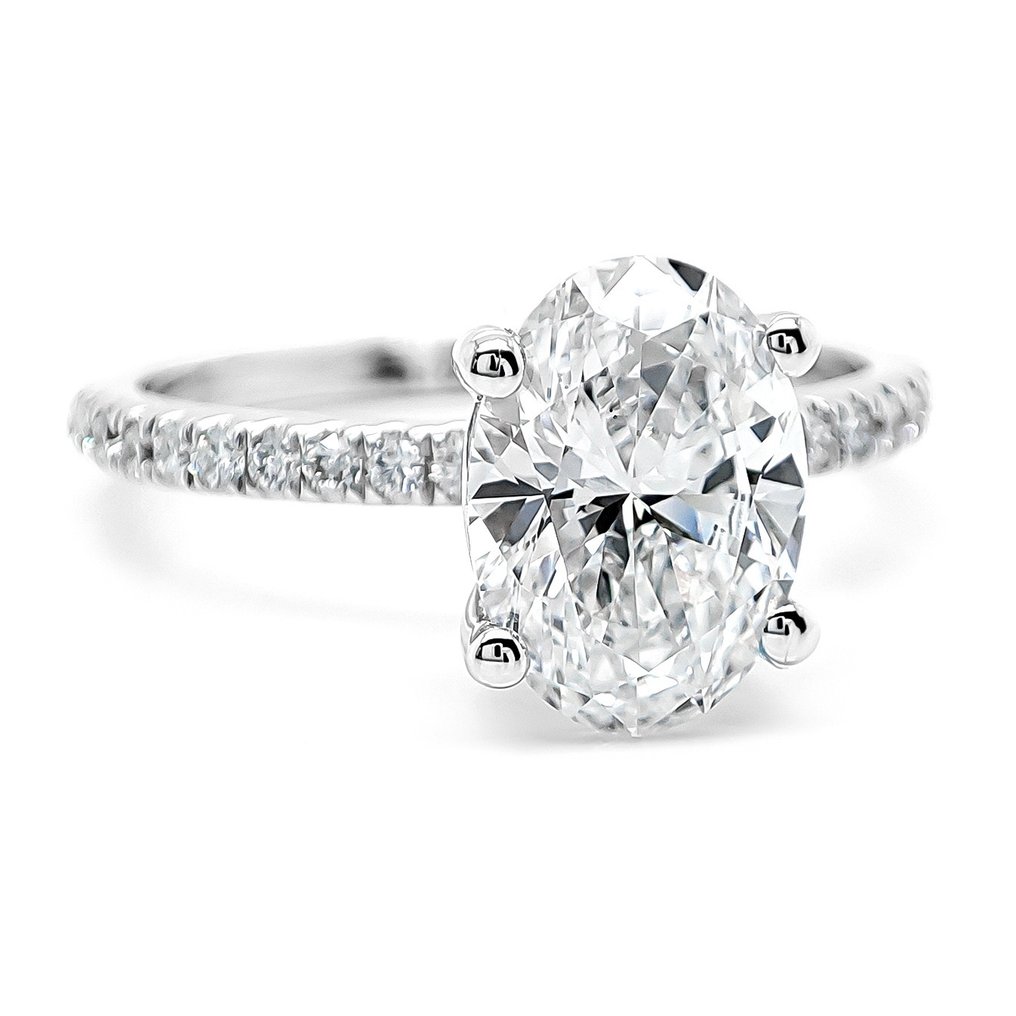 Ei pohjahintaa - Sormus - 14 kt. Valkokulta - 2.07ct. tw. Timantti (Laboratoriossa kasvatettu) - Timantti - IGI Certified #2.1