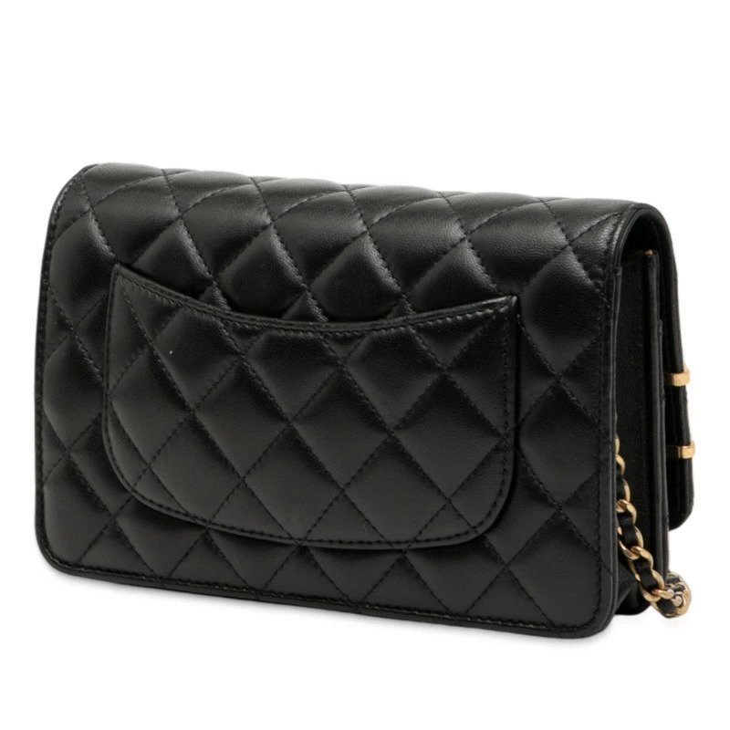 Chanel - Matelassé Coco Mark Shoulder Bag / Chain Wallet AP2508 – Black Lambskin with Gold-Tone Hardware & - 挂肩式皮包 #1.0