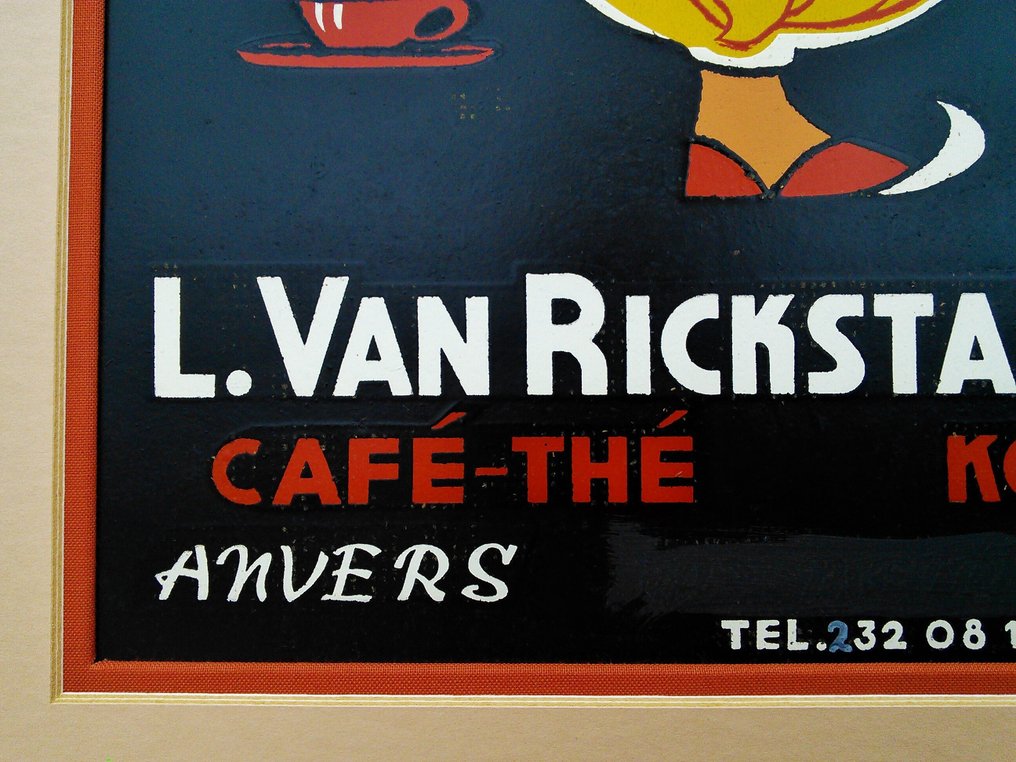 Frans & Charles Franck (1872-1932) voor koffiebranderij Van Rickstal - Jerotka Antwerpen - Skilt - Glass, Metall, Styret #4.3