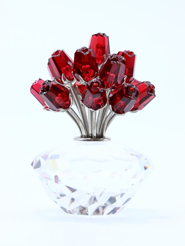 Figure - Swarovski -  Vaas met 15 Rode Rozen (Boxed + Certificate) - Crystal #1.0