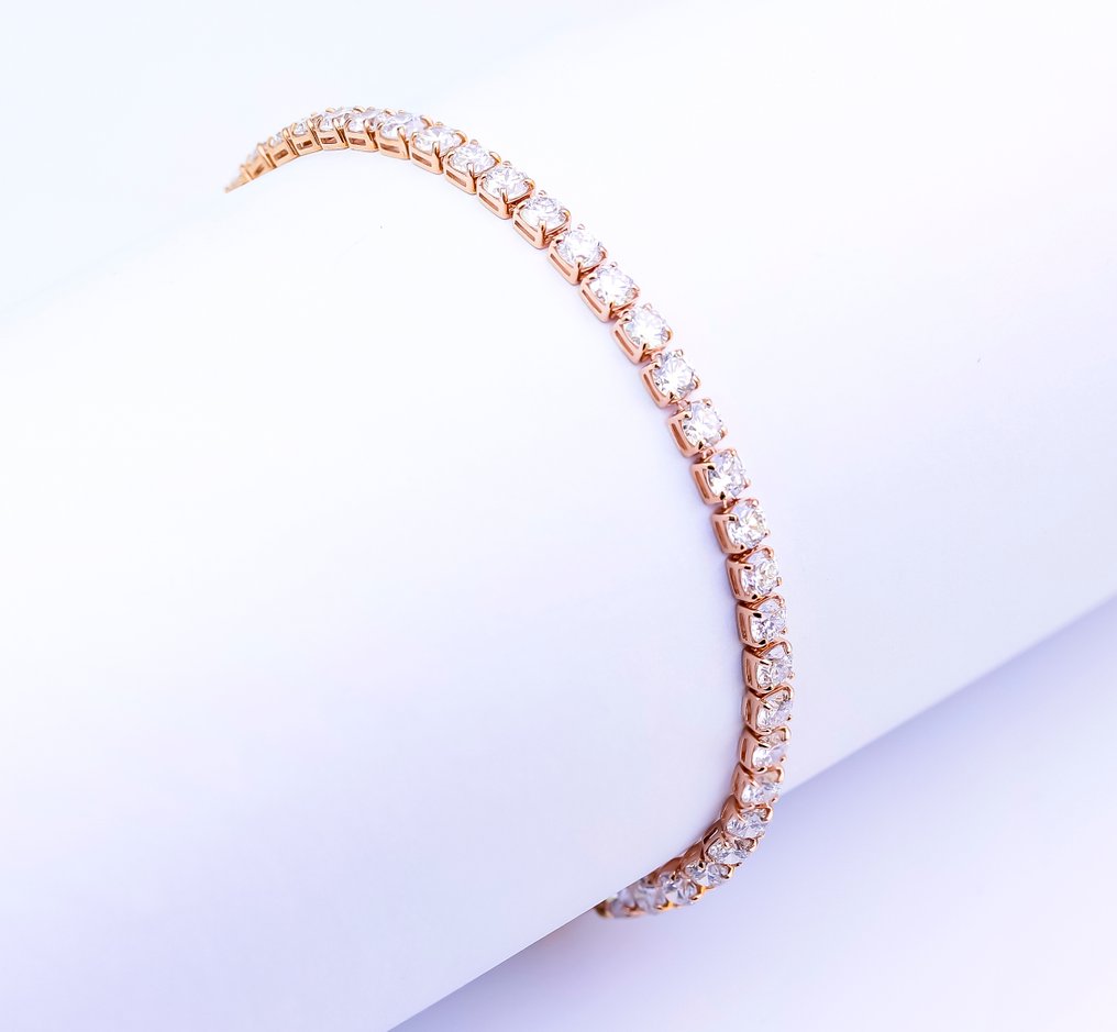 网球手链 - 14K包金 玫瑰金 -  5.21ct. tw. 钻石 (实验室培育) #2.1