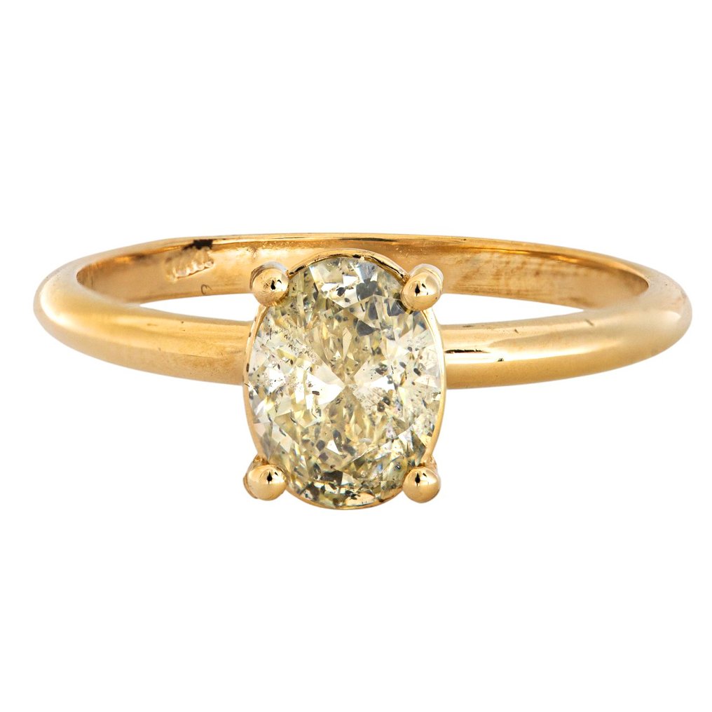 Zonder minimumprijs - Ring - 14 karaat Geel goud - 1.00ct. tw. Geel Diamant (Natuurlijk gekleurd) #1.0
