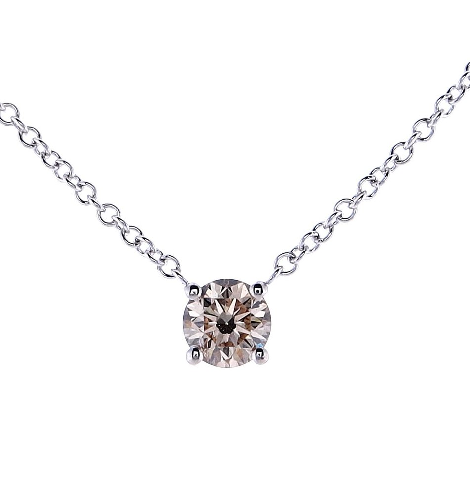 Sem preço de reserva - Colar com pingente - 14 K Ouro branco - 0.41ct. tw. Diamante (Colorido natural) #2.1