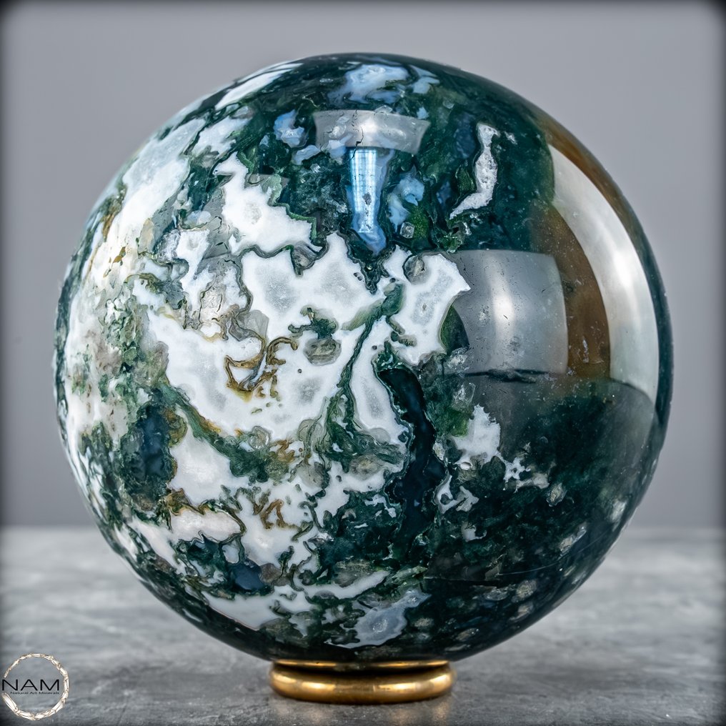 稀有自然艺术苔藓 - 玛瑙 Sphere，巴西- 1003.17 g #2.1