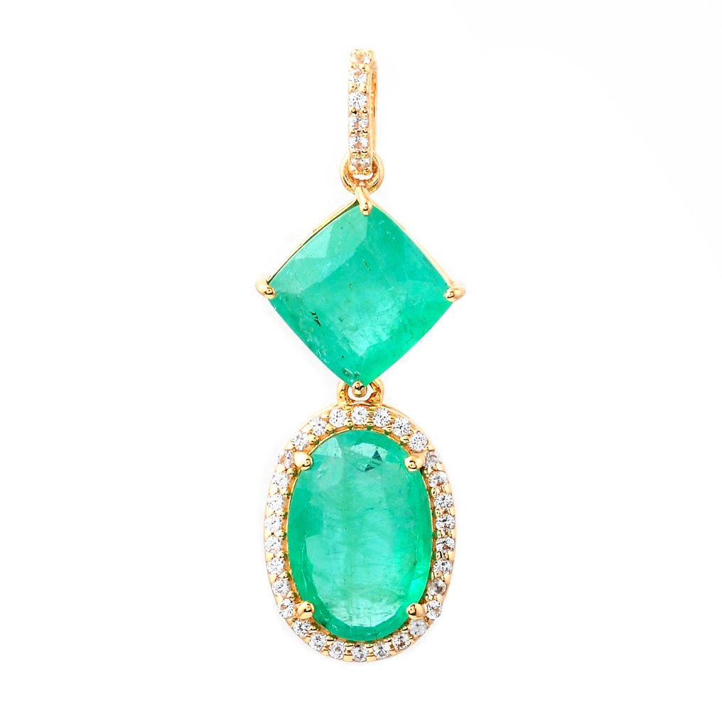 Ingen reservasjonspris - Anheng - 14 karat Gull - 3.35ct. tw. Smaragd - Safir #1.0