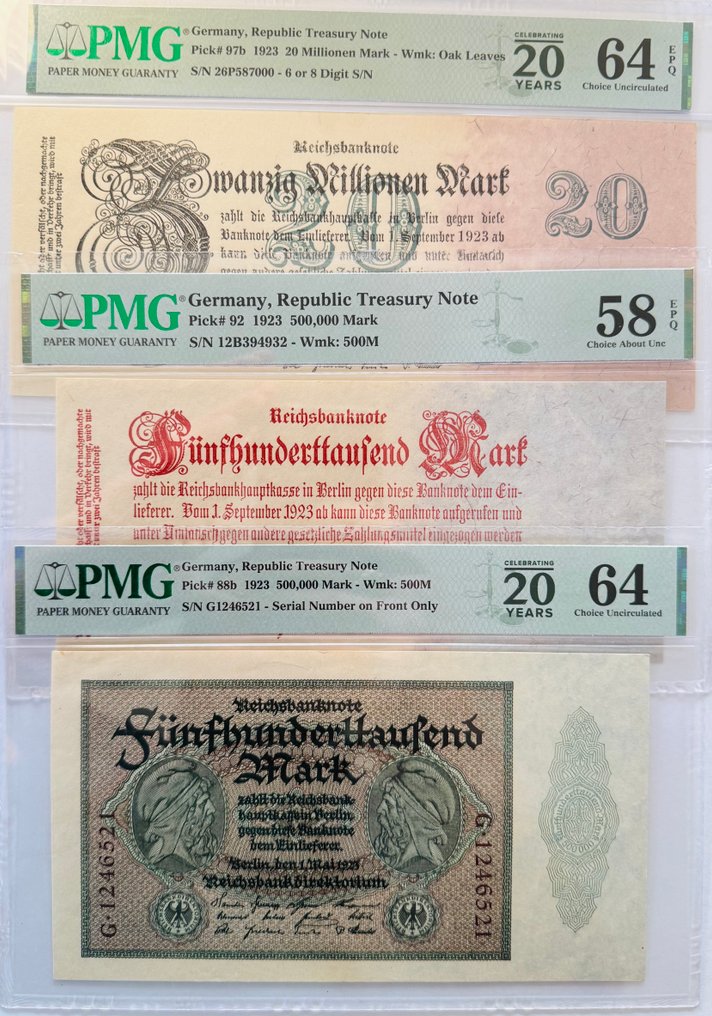 Alemanha. - 3 banknotes - all graded 1923 - Pick 92, 97b, 88b (Sem preço de reserva) #1.0