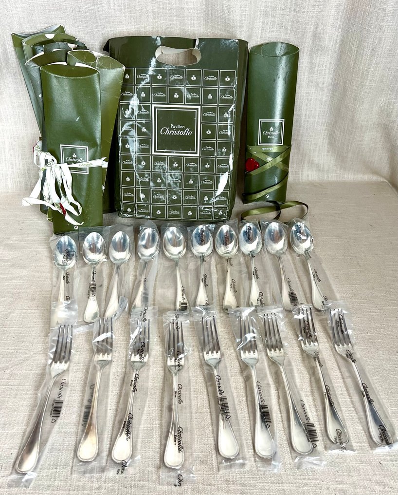 Christofle - Cutlery set (19) - pearls - Silverplated #1.0