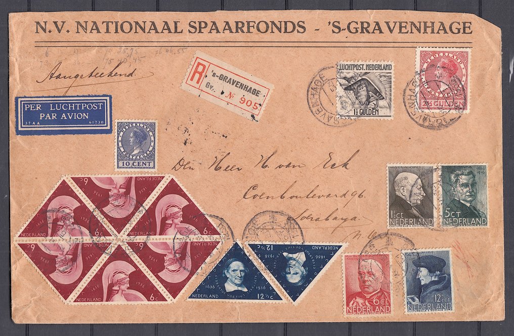 Netherlands - Postcard from the N.V. Nationaal Spaarfonds 's-Gravenhage to Surabaya #1.0