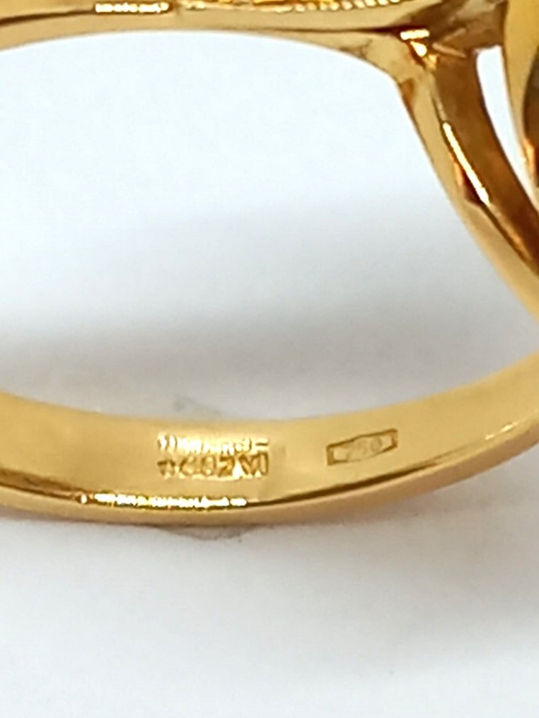 Gyűrű - 18 kt. Sárga arany Ónix - Gyémánt #3.2