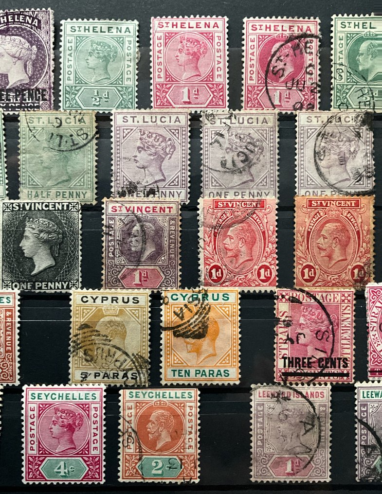 British Commonwealth 1882/1918 - St. Helena, St. Lucia, St. Vincent, Seychelles, Straits Settlements, Sierra Leone… MH+stamped - Michel, #4.3