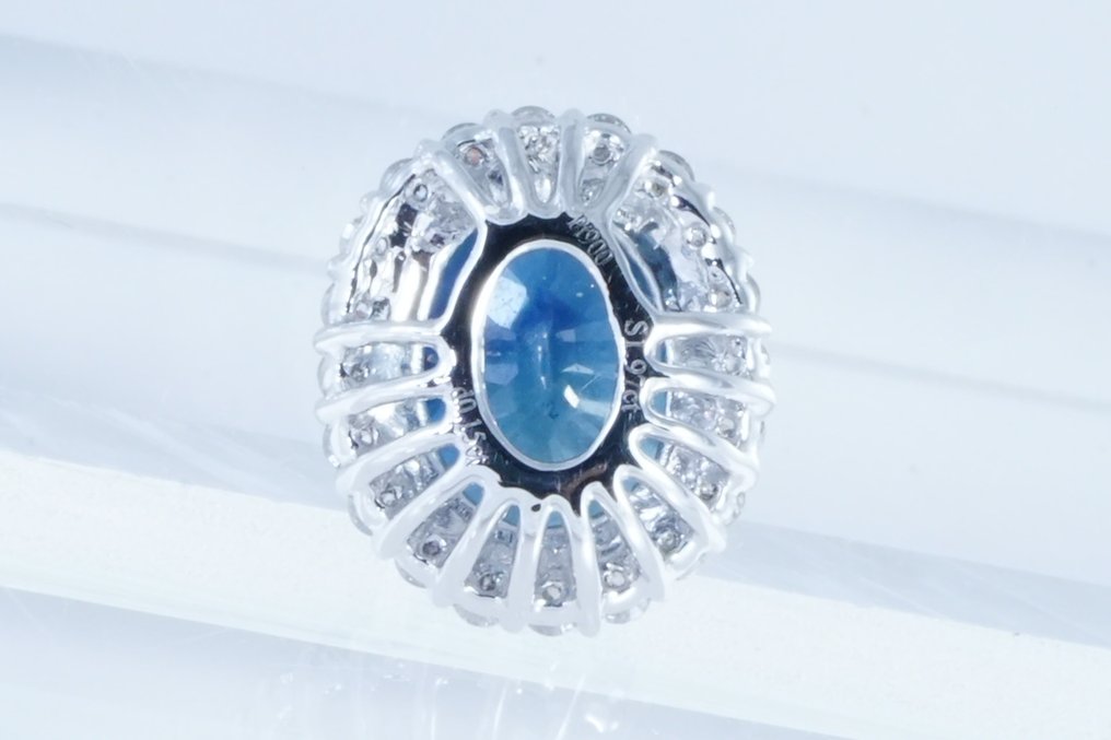 沒有保留價 - 墜飾 鉑金 -  2.12ct. tw. 藍寶石 - 鉆石 #2.1