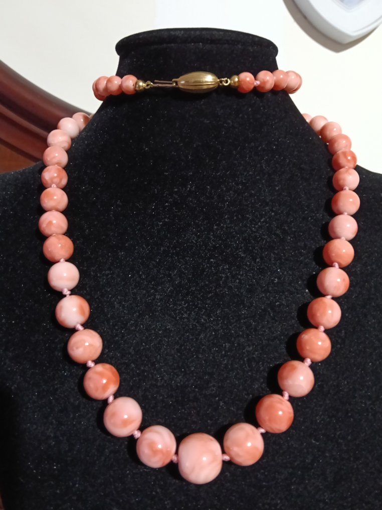 Collier - 18 carats Or jaune Corail - Corail - Coral Rosato Naturel #3.2