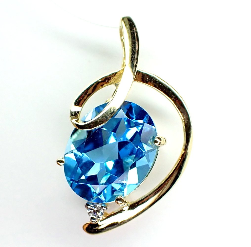 Sans prix de réserve - Pendentif - 14 carats Or jaune - 3.02ct. tw. Topaze - Diamant - Pas de prix de réserve #1.0