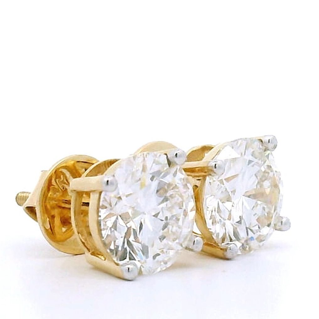 Orecchini a lobo - 14 carati Oro giallo - 4.00ct. tw. Diamante (Coltivato in laboratorio) - E, VVS2 #2.1