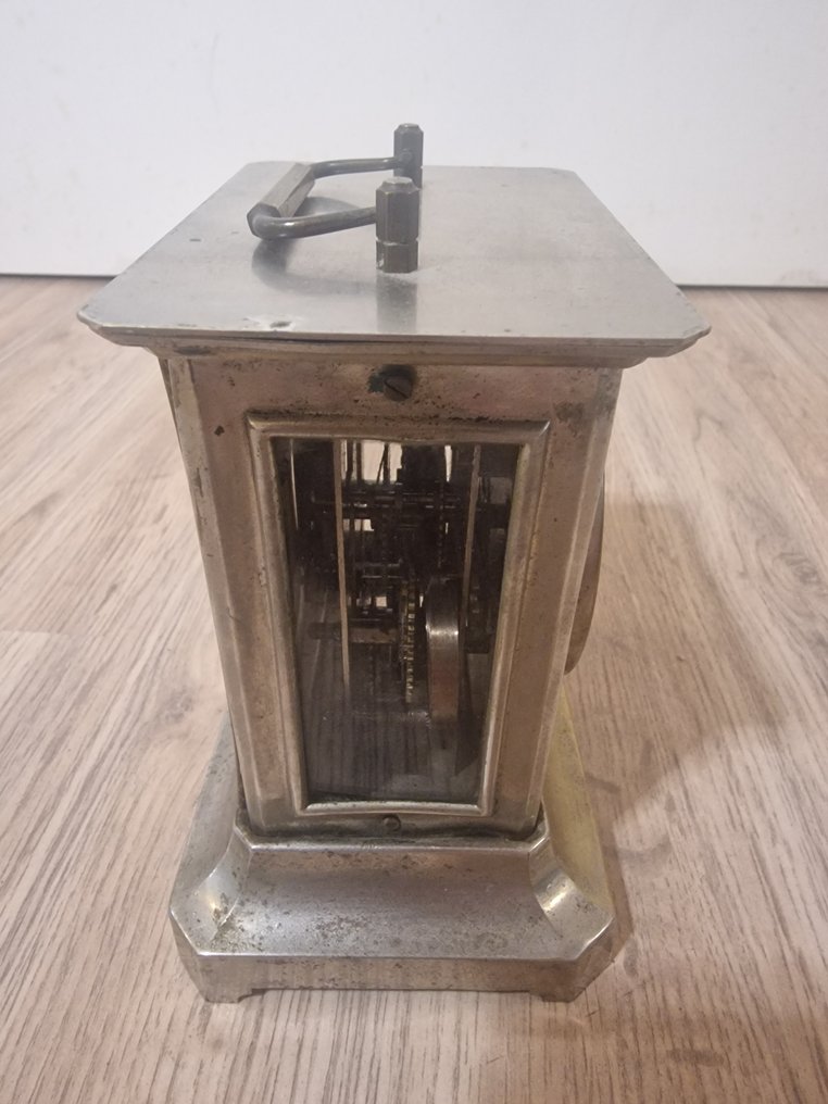Orologio da carrozza, Sveglia - Antico Metallo, Placcato argento, Ottone - 1900-1910 #4.3