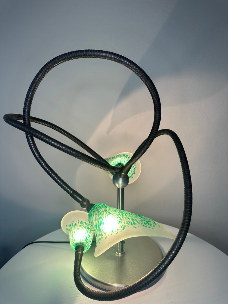 Lampe de table - métal brossé finition chrome, Verre - Lily / Tulip Lampe #4.3