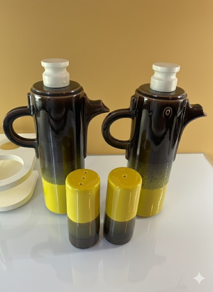 S.I.C. made in Italy - Σετ αλατοπίπερο - Αγγειοπλαστική, Ξύλο - σχεδιασμός δεκαετίας του '70 #4.3