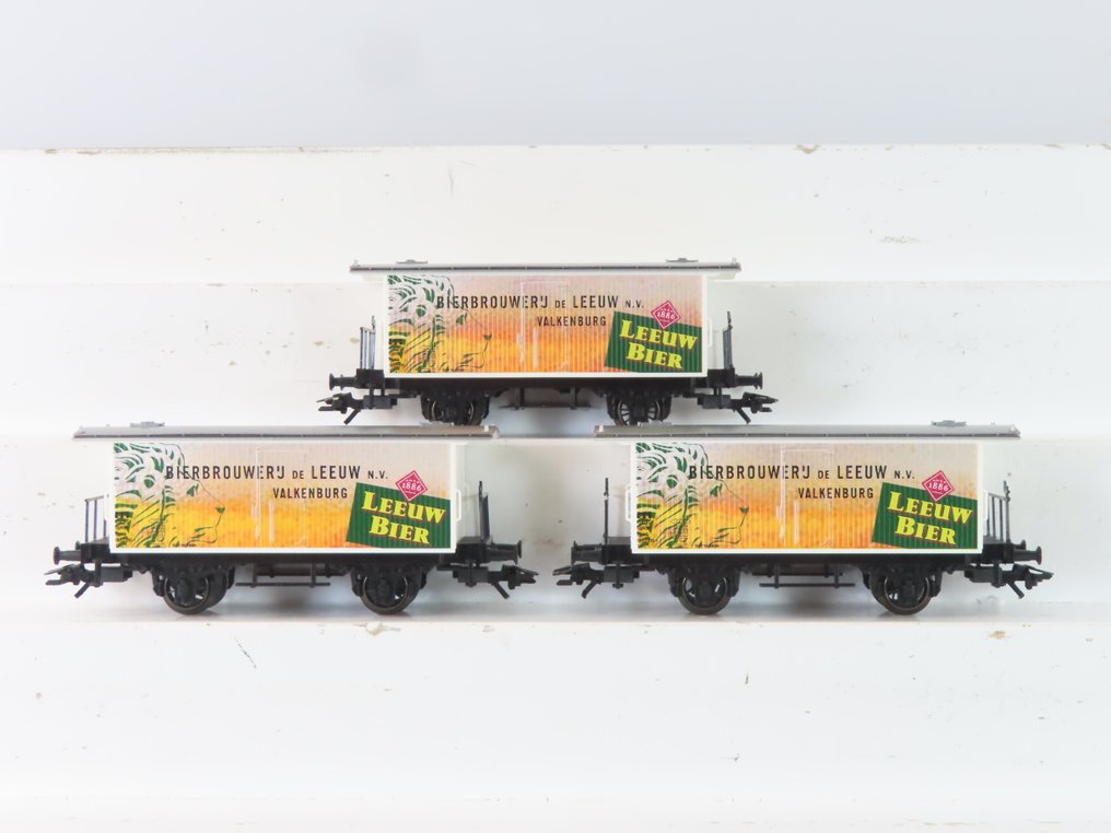 Märklin H0轨 - 48281.009 - 模型火车货运车厢 (3) - 3辆2节封闭式货车，标有“Leeuw Bier”。 - NS #1.0