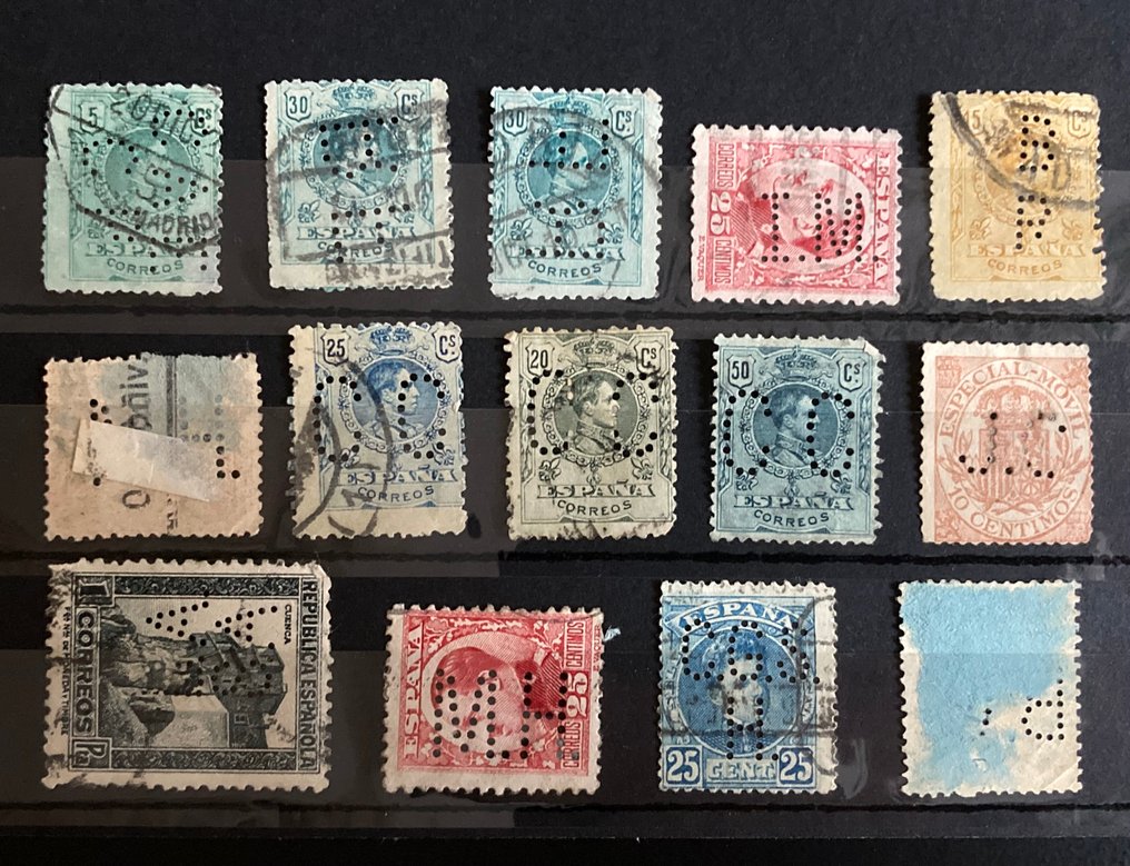 Ισπανία 1889/1939 - Τρυπημένα, perfin. Συλλογή γραμματοσήμων από την εποχή του Αλφόνσο ΧΙΙΙ - Δημοκρατία - Φρανκο. #4.3