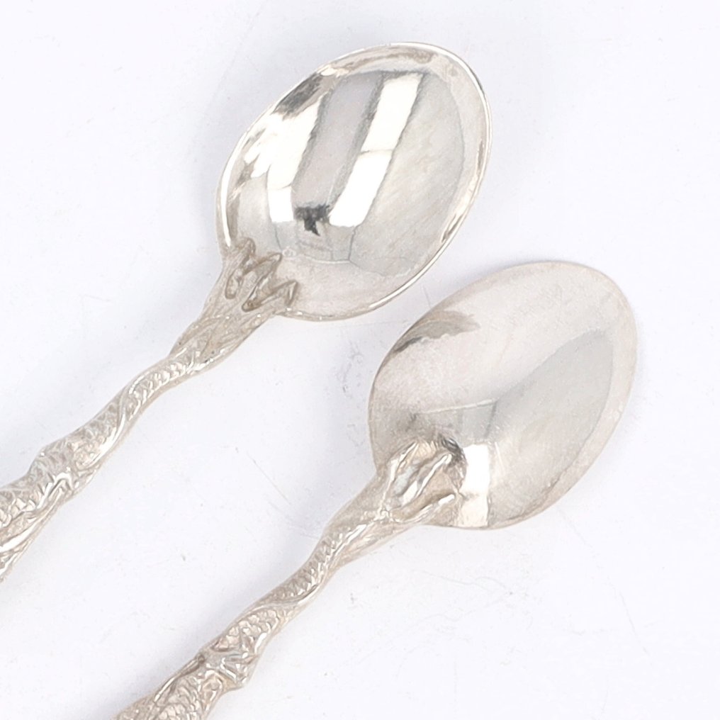 Mokka-/Espressolepeltjes - NO RESERVE - ''Dragon Decor'' - 咖啡勺 (6) - .925 銀 #2.1