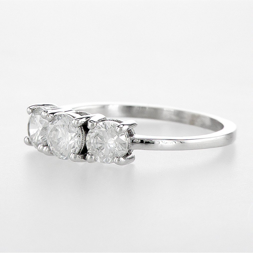 Zonder minimumprijs - Ring - 14 karaat Witgoud - 1.04ct. tw. Diamant (Natuurlijk) - Diamant - F-G / F-G kleur SI2 / SI1-SI2 #3.2