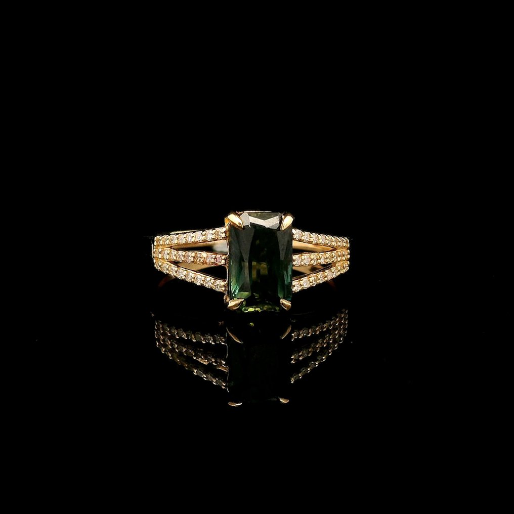 没有保留价 - 戒指 - 14K包金 黄金 - 2.14ct. tw. 蓝宝石 - 钻石 #3.2