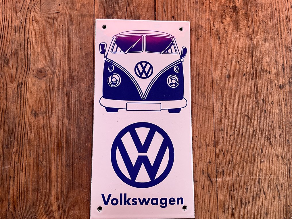 VW Volkswagen παλιός διαφημιστικός πινακίδα - Εμαγιέ εικόνα - Σμάλτο #1.0