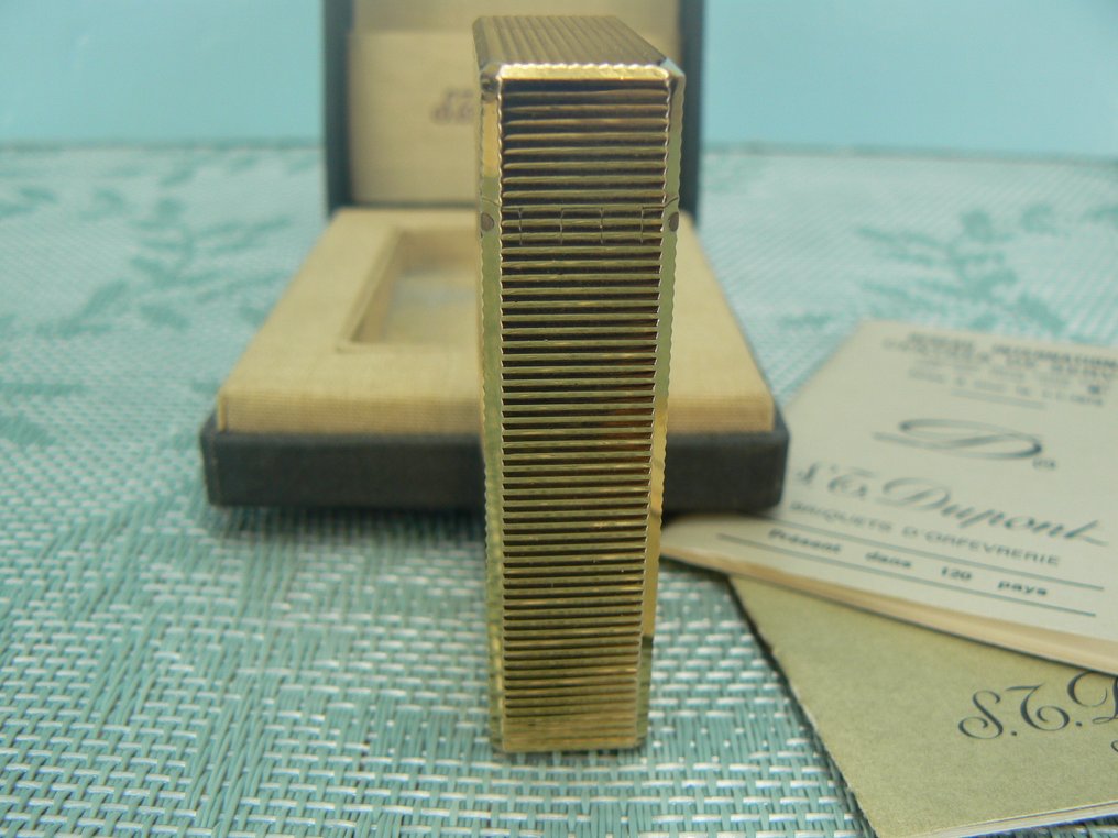 S.T. Dupont - Ligne 1 Motif Horizontales - Taschenfeuerzeug - Vergoldet #3.2