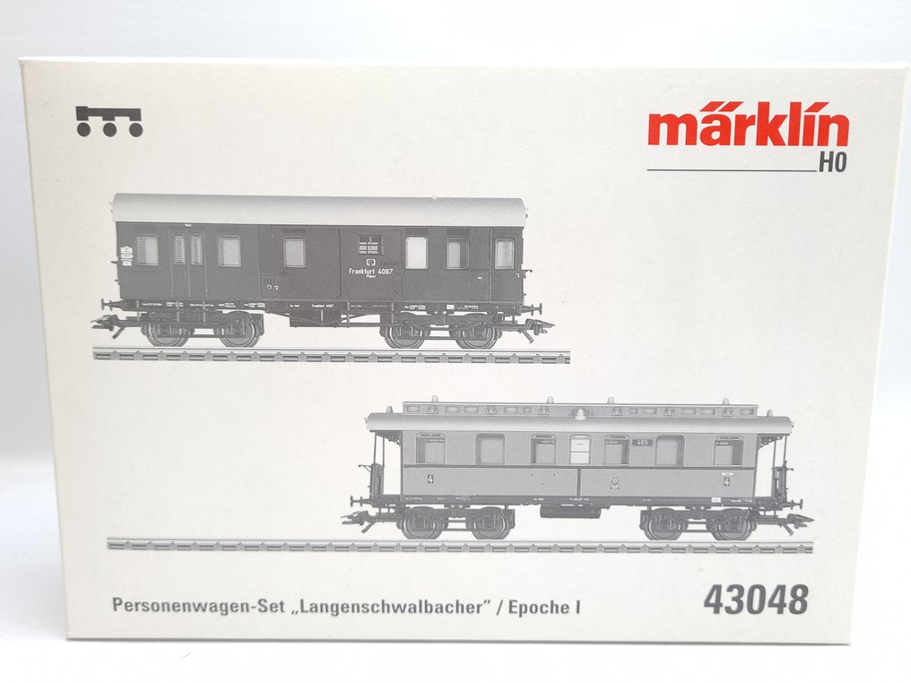 Märklin H0 - 43048 - Conjunto de vagones de tren de pasajeros a escala (1) - Conjunto de 2 piezas de vehículos Langenschwalbach - KPEV #1.0