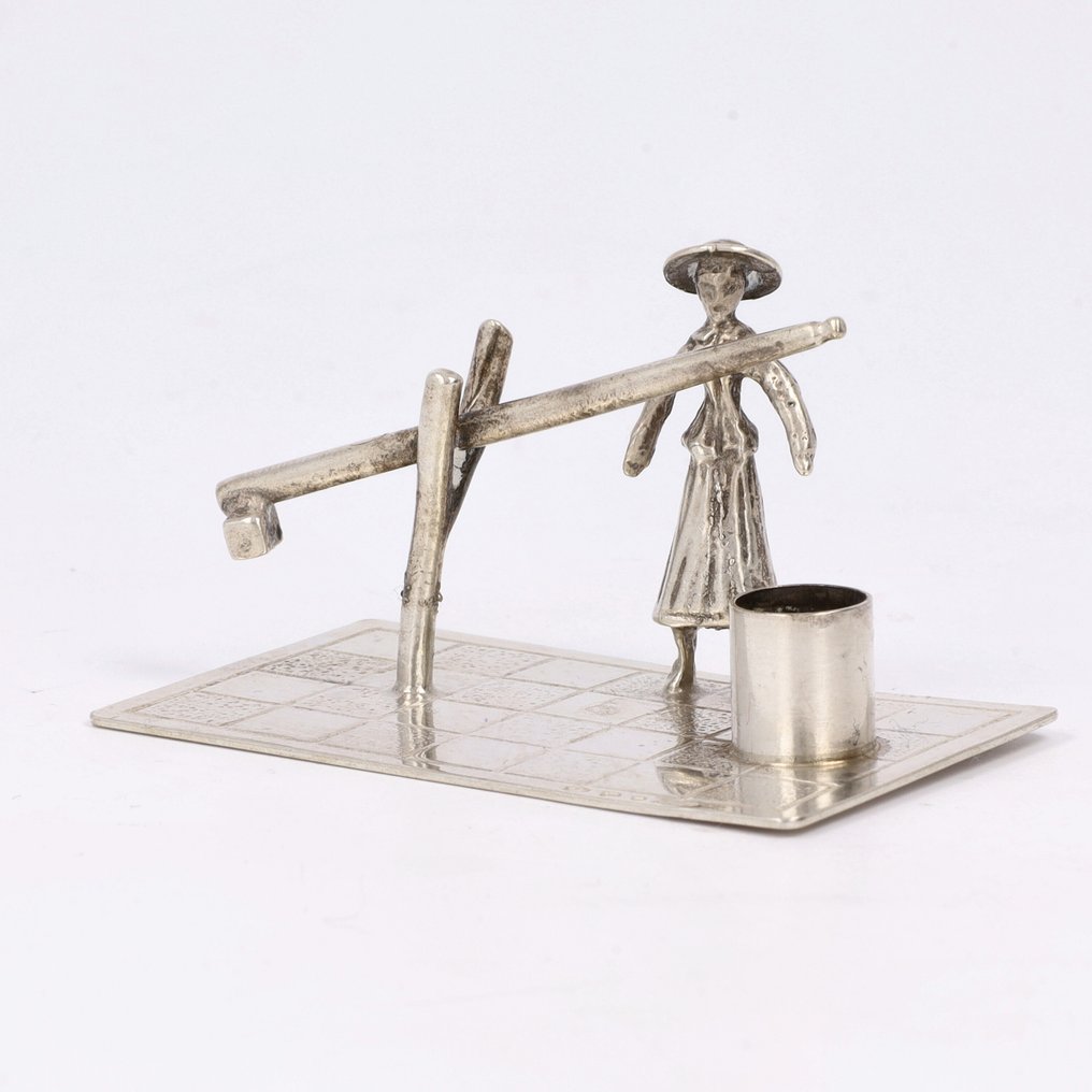 NO RESERVE - Hefboom, Rijtuig, Paraplu verkoper & Smid - Figura in miniatura (4) - .835 argento #2.1
