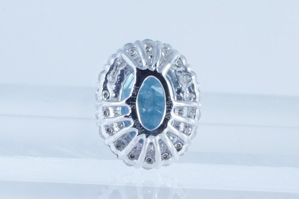 χωρίς τιμή ασφαλείας - Κρεμαστό κόσμημα Πλατίνα -  1.28ct. tw. Ζαφείρι - Διαμάντι #1.0