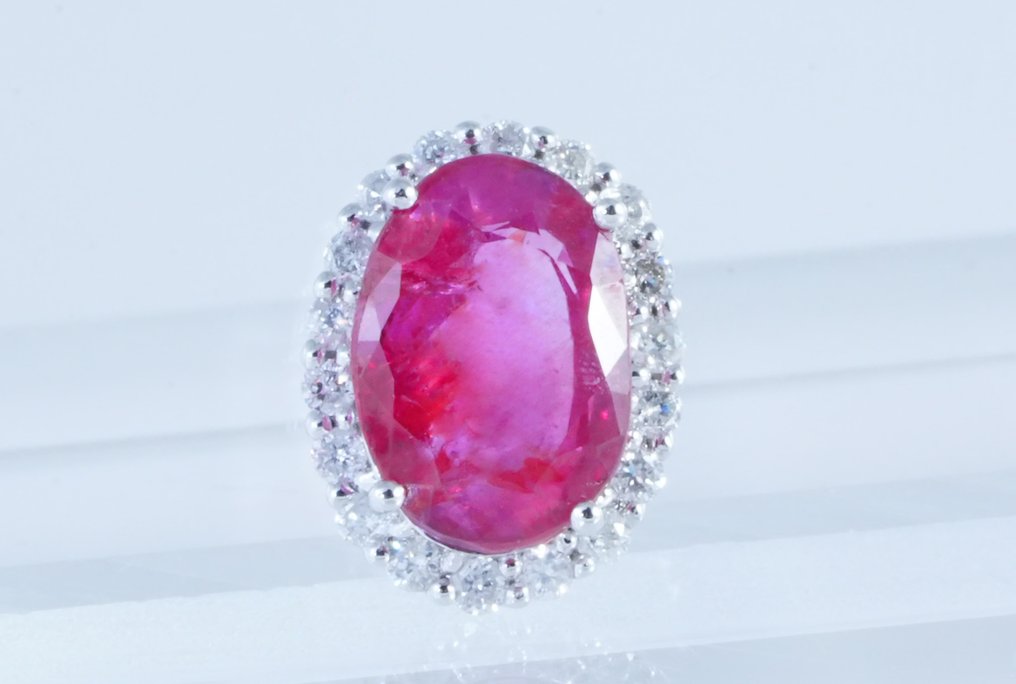 No reserve price - Pendant Platinum -  2.03ct. tw. Ruby - Diamond #1.0