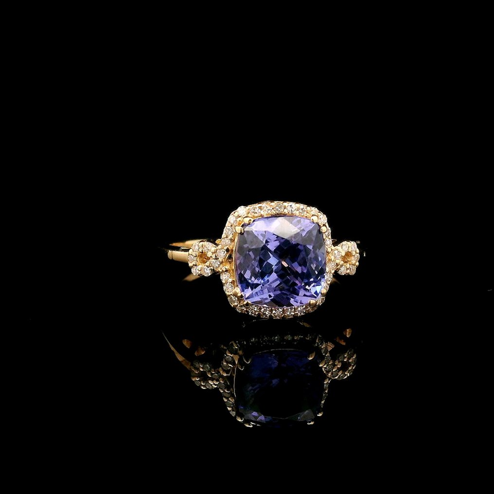 Nincs minimálár - Gyűrű - 14 kt. Sárga arany - 2.42ct. tw. Tanzanit - Gyémánt #3.2